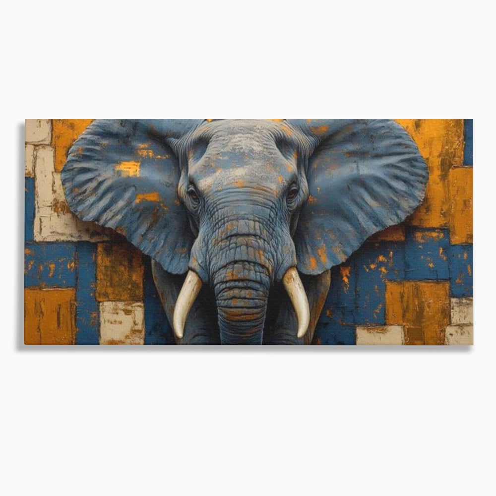 Tablou canvas cu tablou canvas cu cap de elefant, fara rama, pe sasiu de lemn